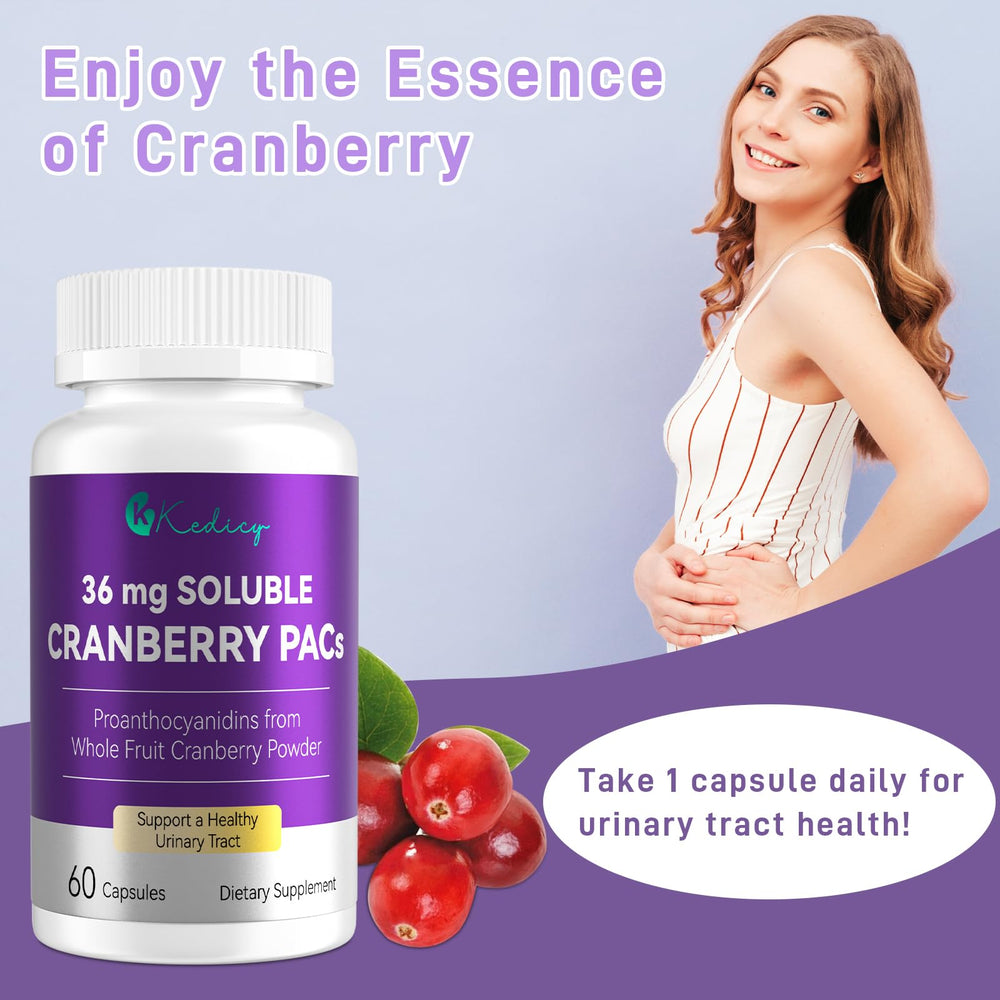 Serving suggestion showing one cranberry pill per day