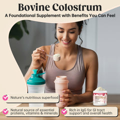 Illustration of probiotics, colostrum, and vitamin B-12 icons