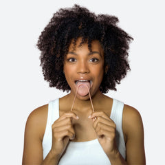 Ergonomic copper tongue cleaner grip designed for adults