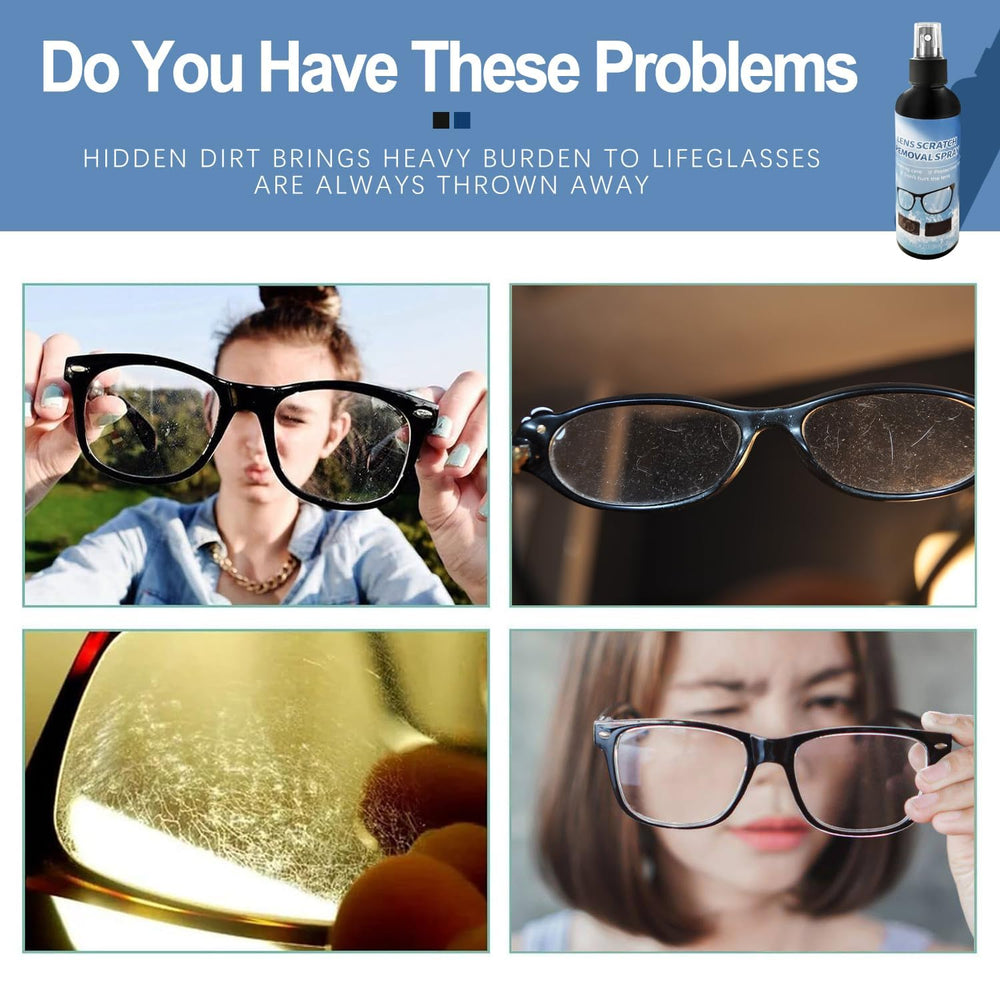 Close-up of KEHOO lens scratch remover on eyeglasses frames