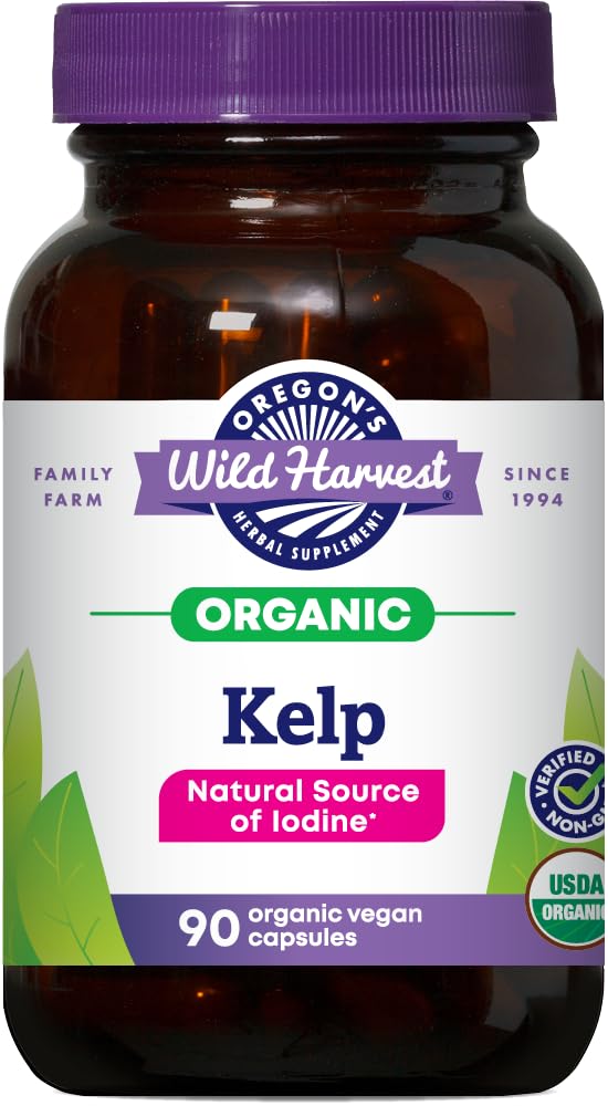 Bottle of Oregon's Wild Harvest Kelp Organic Supplement with label