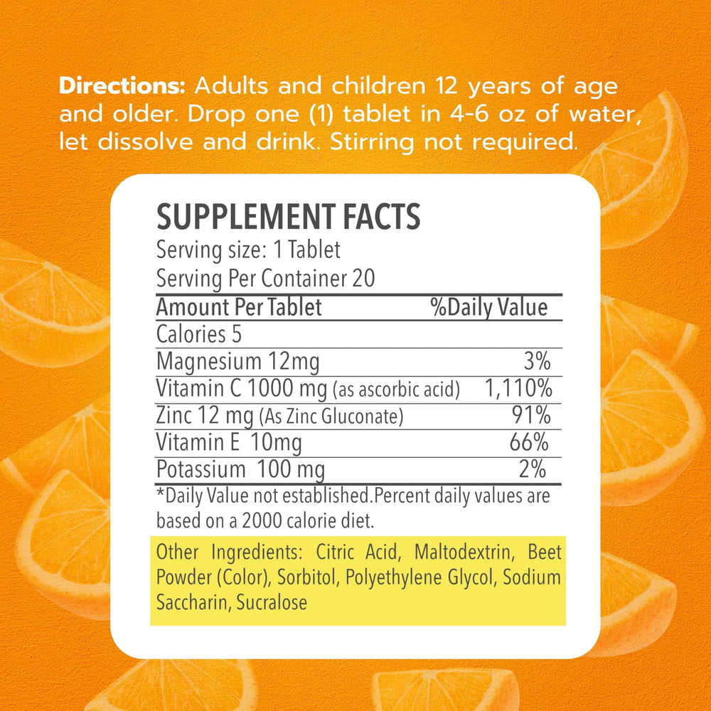 Close-up of Kenashi Vitamin C effervescent tablet