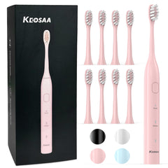 Front view of Keosaa Pink Electric Toothbrush