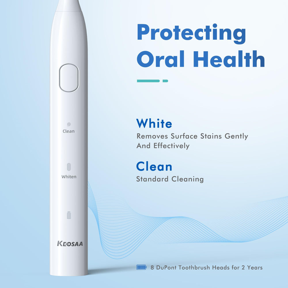 Keosaa Sonic Electric Toothbrush in white – side view