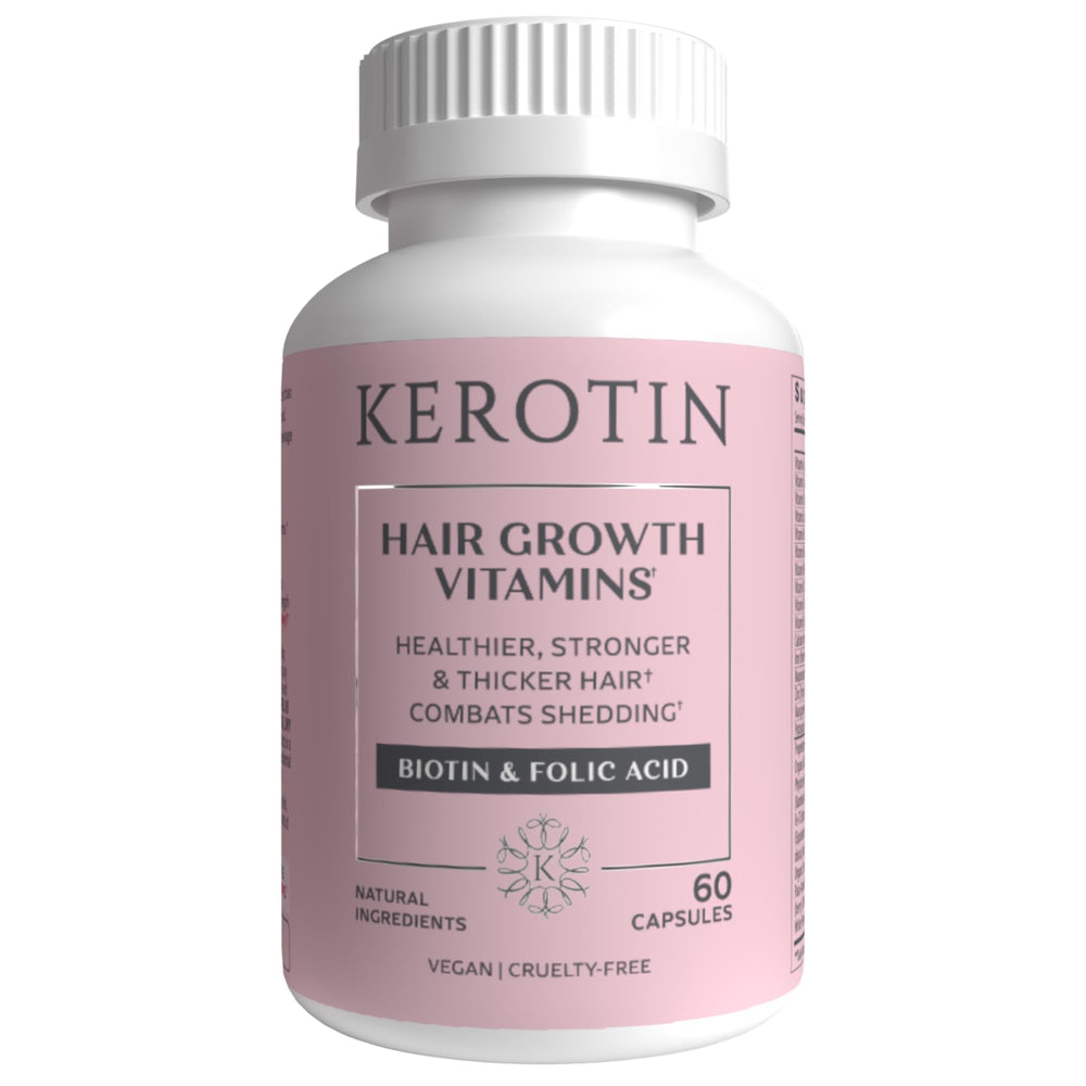 Kerotin Hair Growth Vitamins bottle on white background