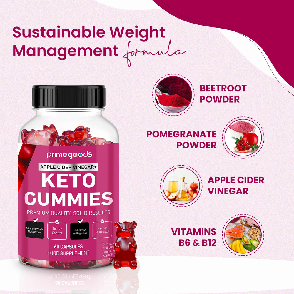 Nutrition label and product information for Keto ACV Gummies