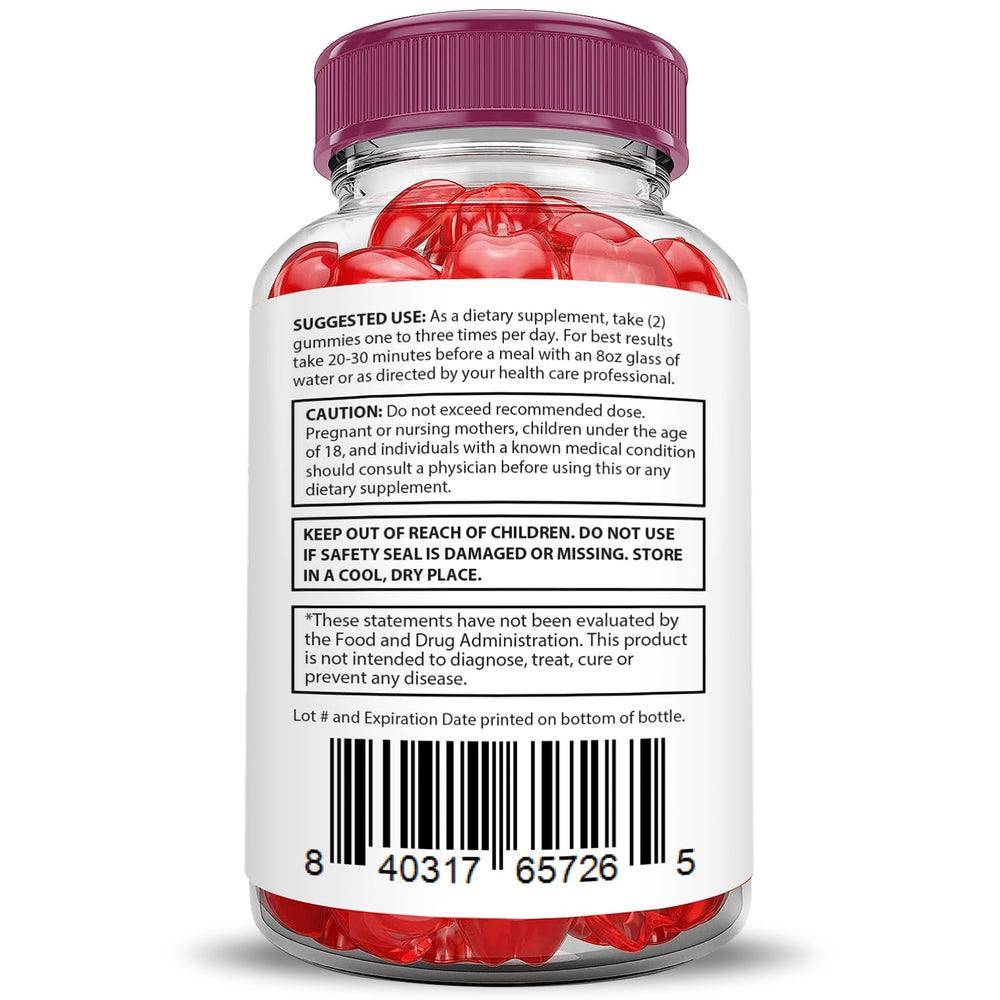 Nutrition facts and ingredients panel for Justified Laboratories X10 Boost Keto ACV Gummies