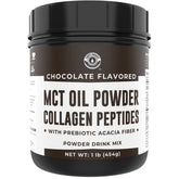 Keto MCT Oil Powder with Collagen and Prebiotic Fiber in Chocolate flavor, 16oz package