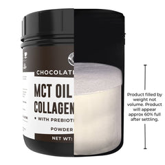 Front view of Keto MCT Oil Powder Chocolate flavor 16oz package