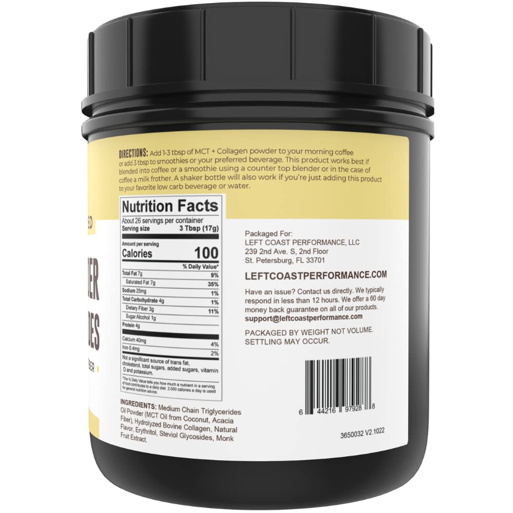 Nutrition label of Keto MCT Oil Powder Vanilla
