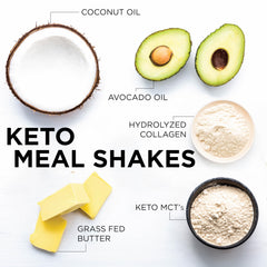 Keto Science Ketogenic Meal Shake vanilla glass pour illustrates creamy texture and quick meal replacement.