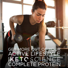 Keto Science Ketogenic Meal Shake vanilla ingredient-panel highlights coconut oil and MCTs for energy support.