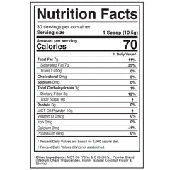 Zero net carbs claim displayed on Keto Zone MCT Oil Powder package