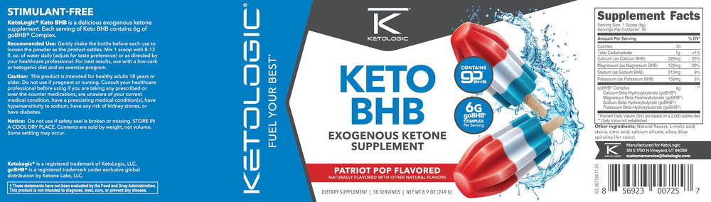 Independent third-party testing report for Ketologic BHB Patriot Pop