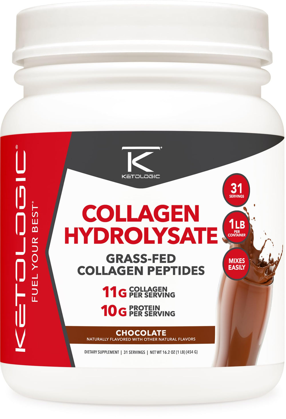 Ketologic Grass-Fed Collagen Chocolate 1lb - hero image