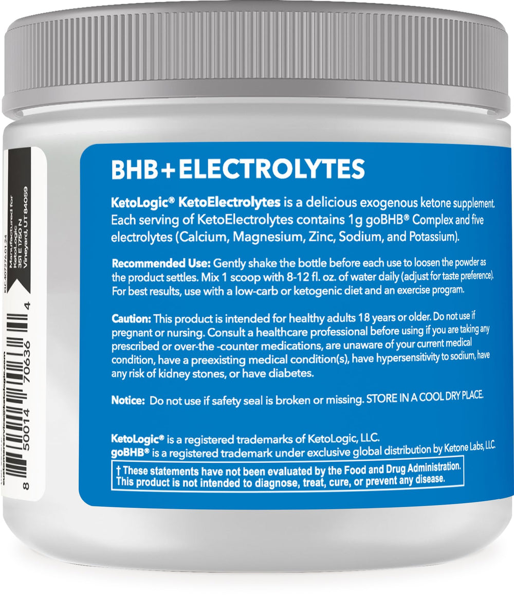 Ketologic Keto Electrolyte Blue Raspberry dissolved in glass for refreshing post-activity hydration.