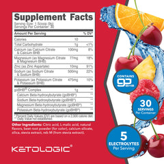 Ketologic Keto Electrolyte Powder Tropical Punch bottle pour demonstrates easy mix during active days.