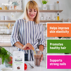 Prepared KEYTO Keto Collagen with MCT Chocolate in a glass