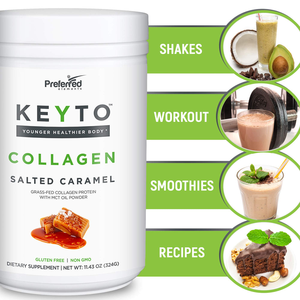 Nutrition facts panel for KeyTO Keto Collagen Salted Caramel