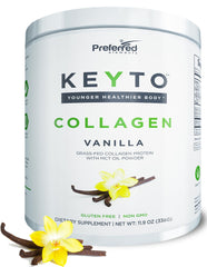 Front view of KEYTO Keto Collagen Vanilla bottle