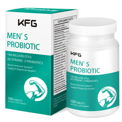 KFG Probiotic label showing 100B CFU and 20 strains