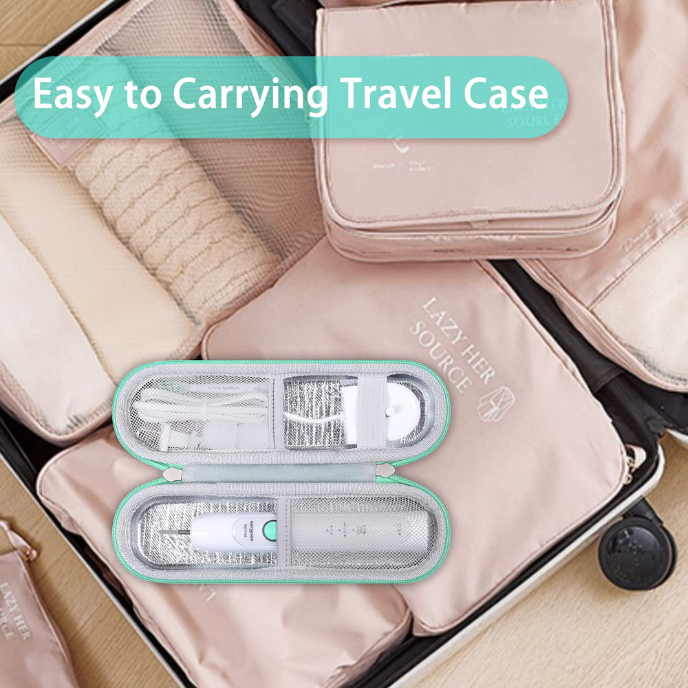 Elastic straps securing toothpaste on the case surface
