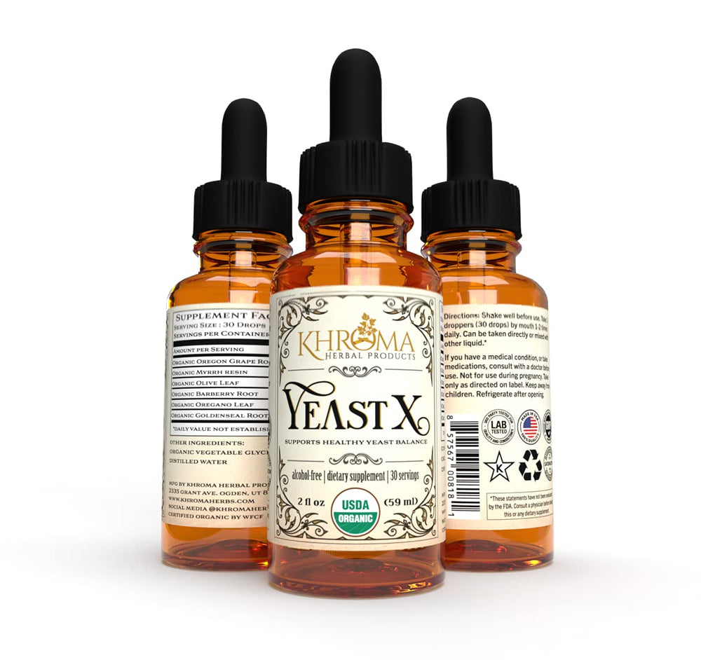 2 oz glass bottle of Yeast X liquid supplement