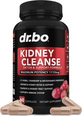 Bottle of kidney cleanse detox supplement with cranberry and juniper berries