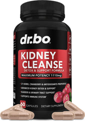 Bottle of kidney cleanse detox supplement with cranberry and juniper berries