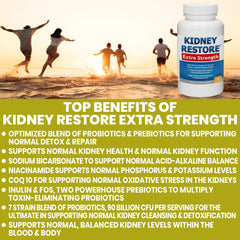 Kidney Restore CoQ10 and prebiotic fibers support cellular energy and gut health.