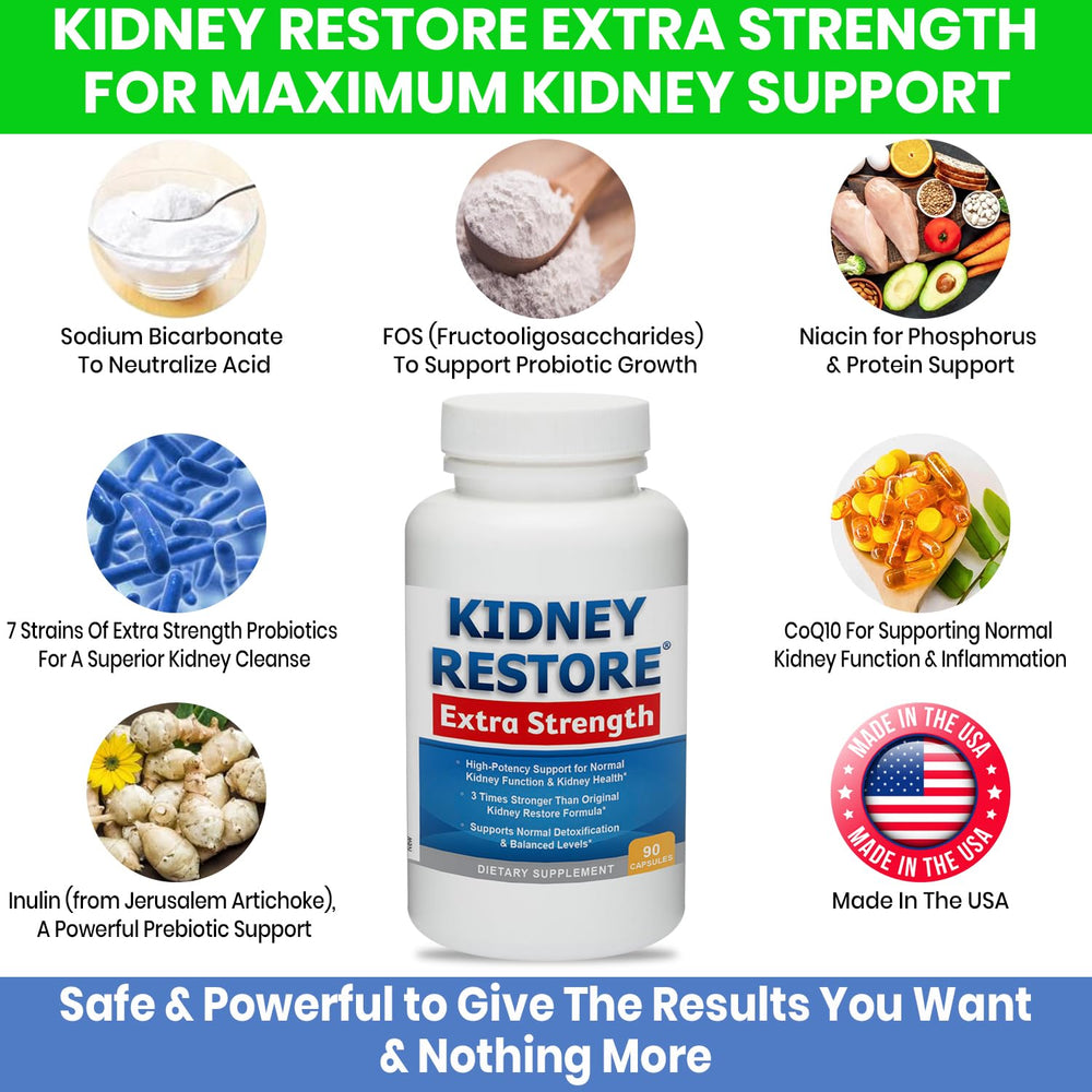 Kidney Restore coaching insert shown with product packaging for guidance.