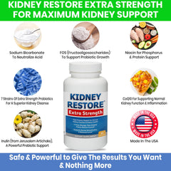 Kidney Restore coaching insert shown with product packaging for guidance.