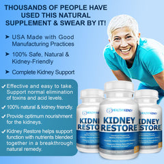 Kidney Restore natural ingredients blend suggests plant-based support for wellness.