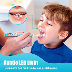 Toothbrush handle showing 2-minute timer and 30-second interval reminder
