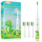 Dinosaur white kids electric toothbrush front view