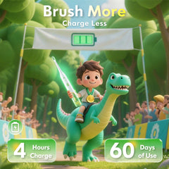 Dinosaur white toothbrush with kid-friendly design