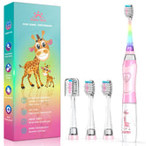 Pink giraffe-themed kids electric toothbrush
