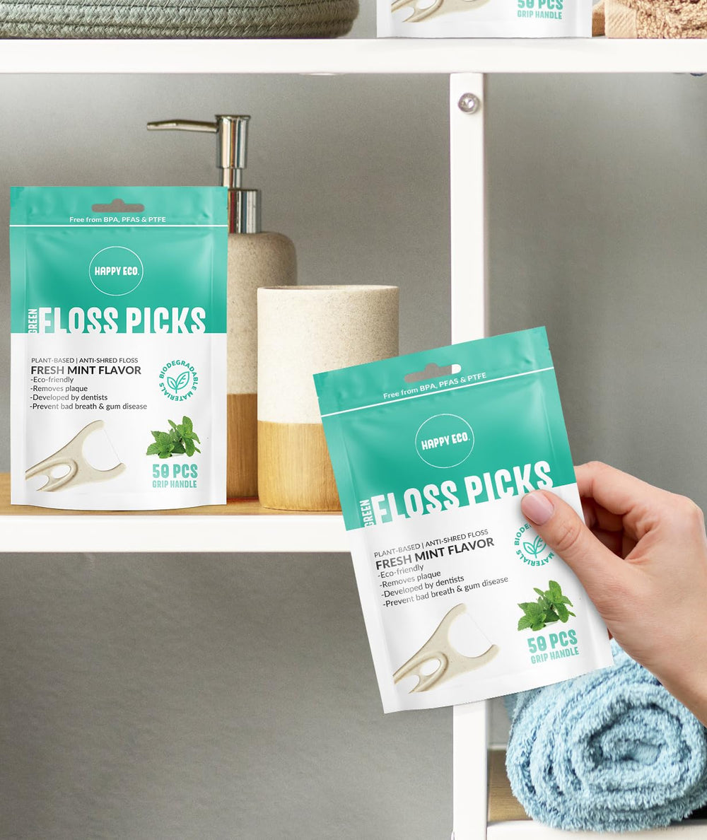Kids floss picks with mint flavor