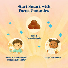 90-count bottle of Kids Focus Gummies for kids