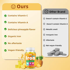 Kid-friendly iron gummies with easy-to-chew bite