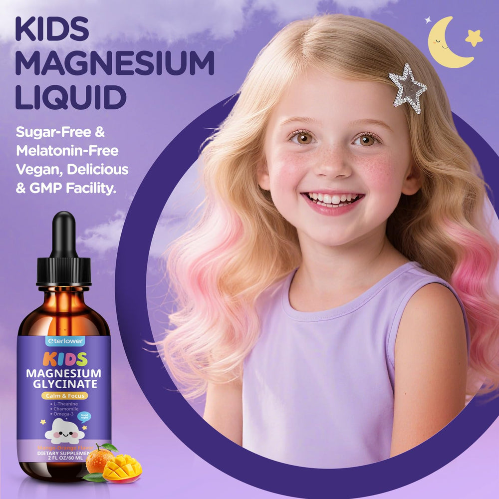 Dropper dispensing magnesium glycinate liquid for kids