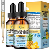 Two-bottle pineapple-flavored kids magnesium glycinate liquid drops 2-pack