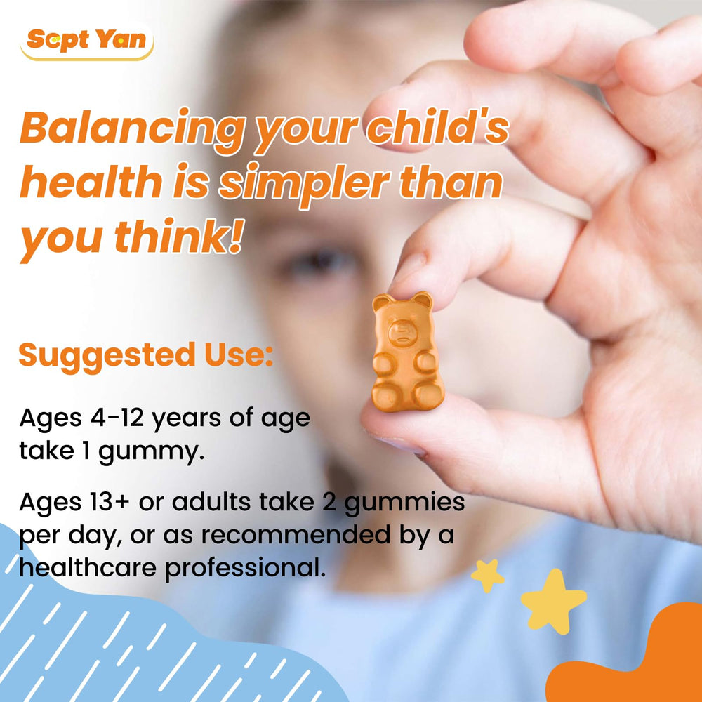 Child taking a gummy with caregiver