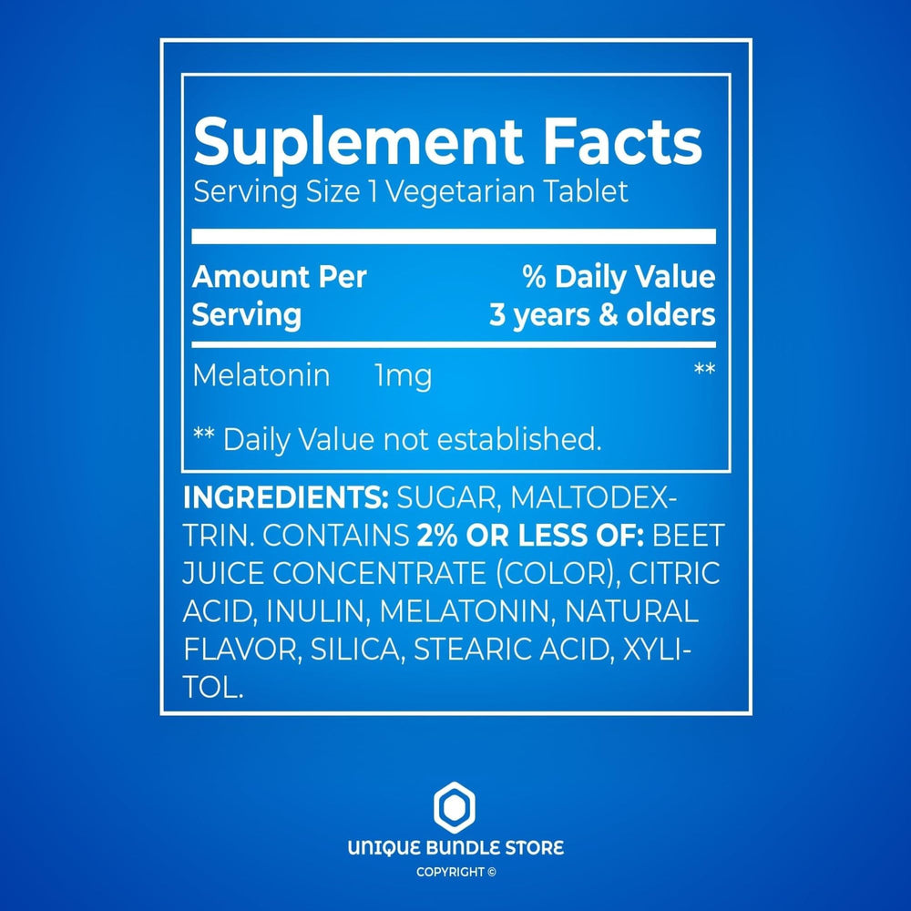 Label showing dosage guidance for children on melatonin product