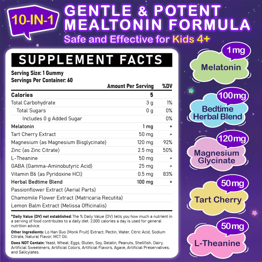 Close-up of kids melatonin gummies 1mg