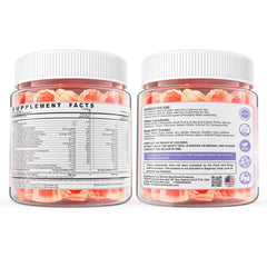 Gummies arranged with 60-count bottle view