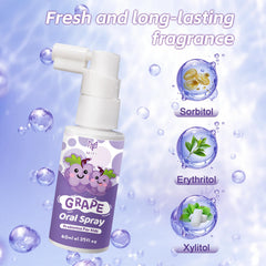 Close up of Kids Oral Spray bottle in 2 pack grape flavor