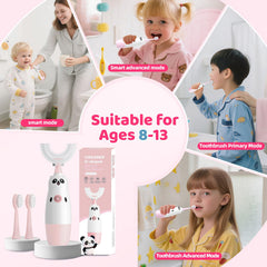 Close-up of U-shaped brush head designed for kids