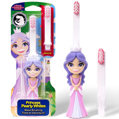 Princess design kids toothbrush for ages 2+ with soft bristles and ergonomic handle