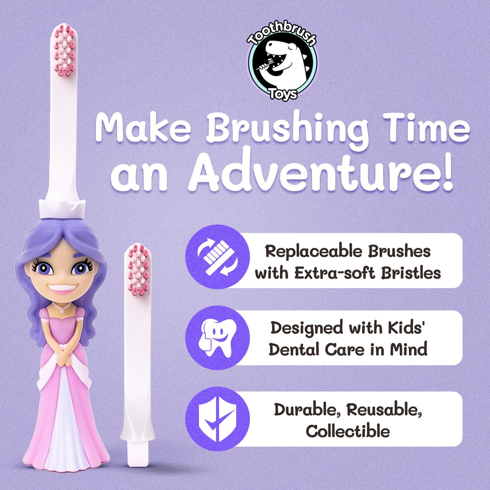 Toothbrush with replaceable head for kids ages 2-10